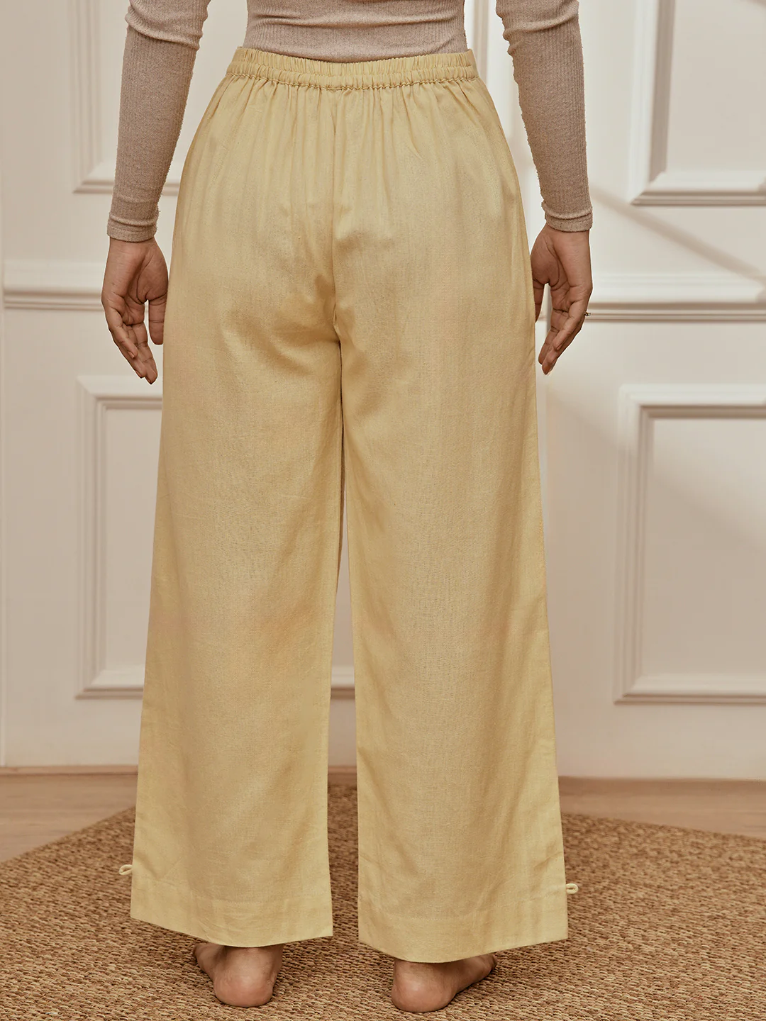 Women's Chiku Cotton Linen Straight Yoga Pants - Image 3