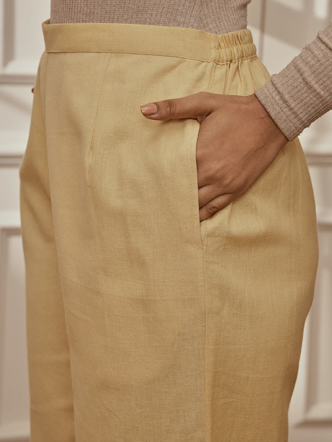 Women's Chiku Cotton Linen Straight Yoga Pants - Image 4