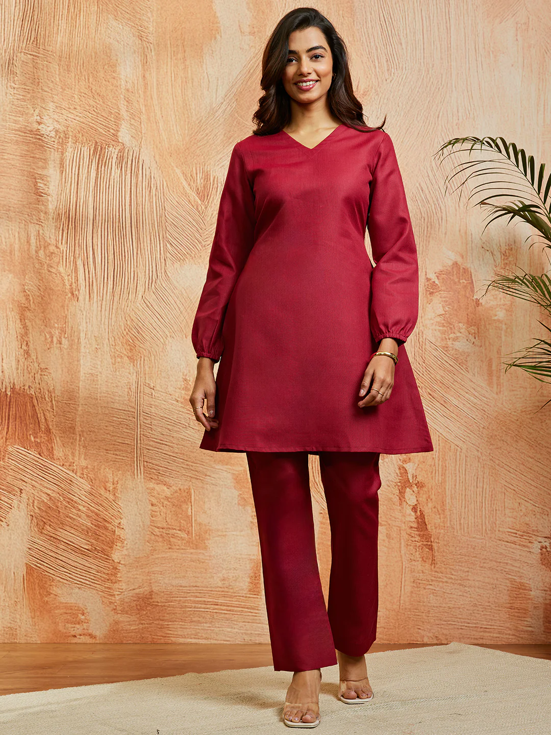 Women's Maroon Co Ords Set - Image 3
