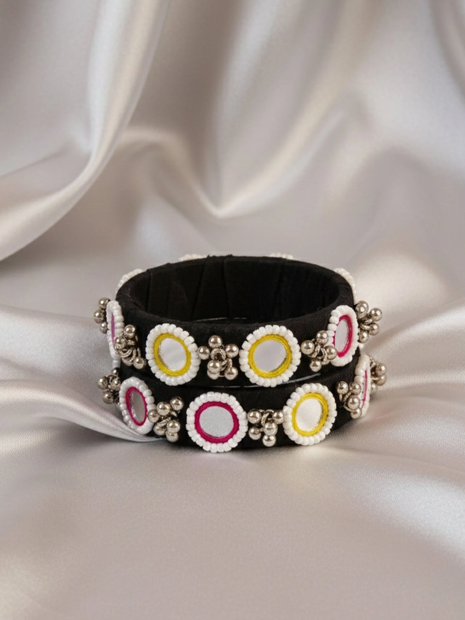 Women's Black Handcrafted Bangles Set of 2