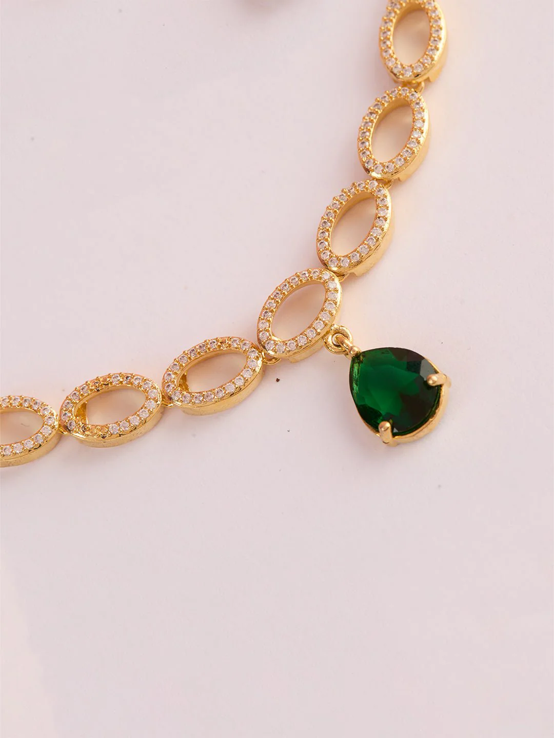 Women's Gold & Green Rhodium Plated Necklace - Image 4