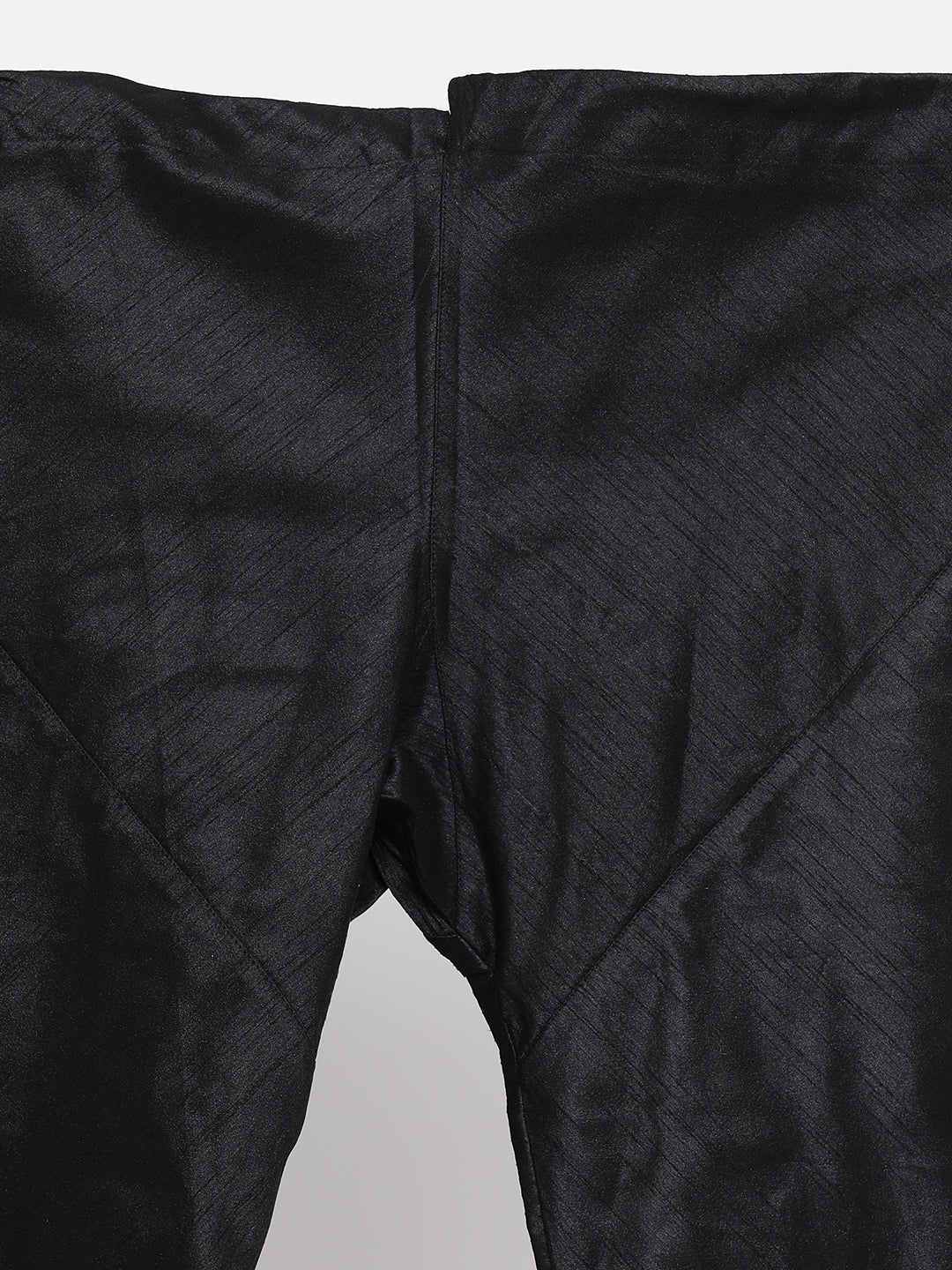 Men's Black Silk Blend Jacket With Kurta Pyjama Set - Image 5