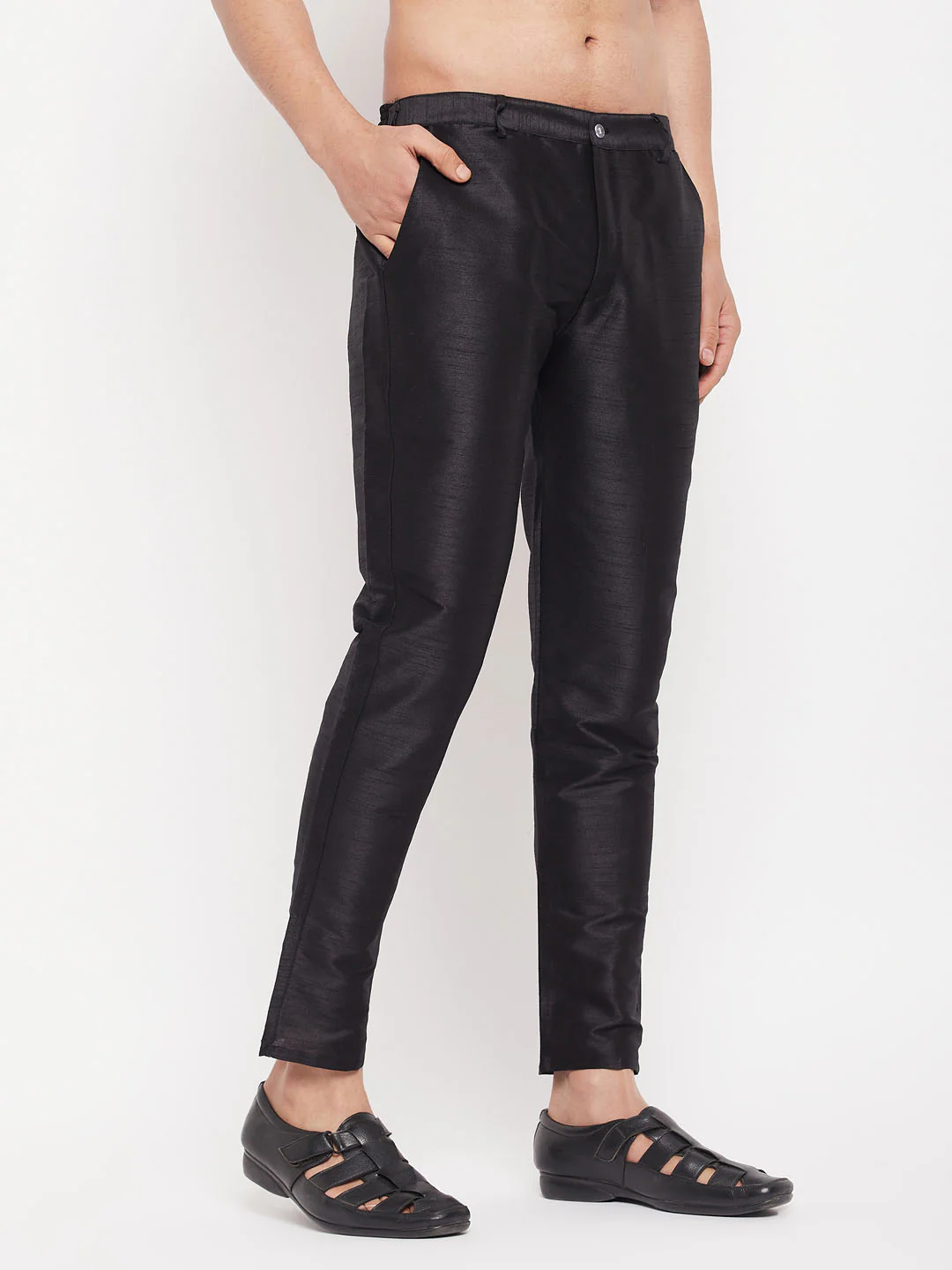 Men's Black Silk Blend Pant Style Pyjama - Image 2