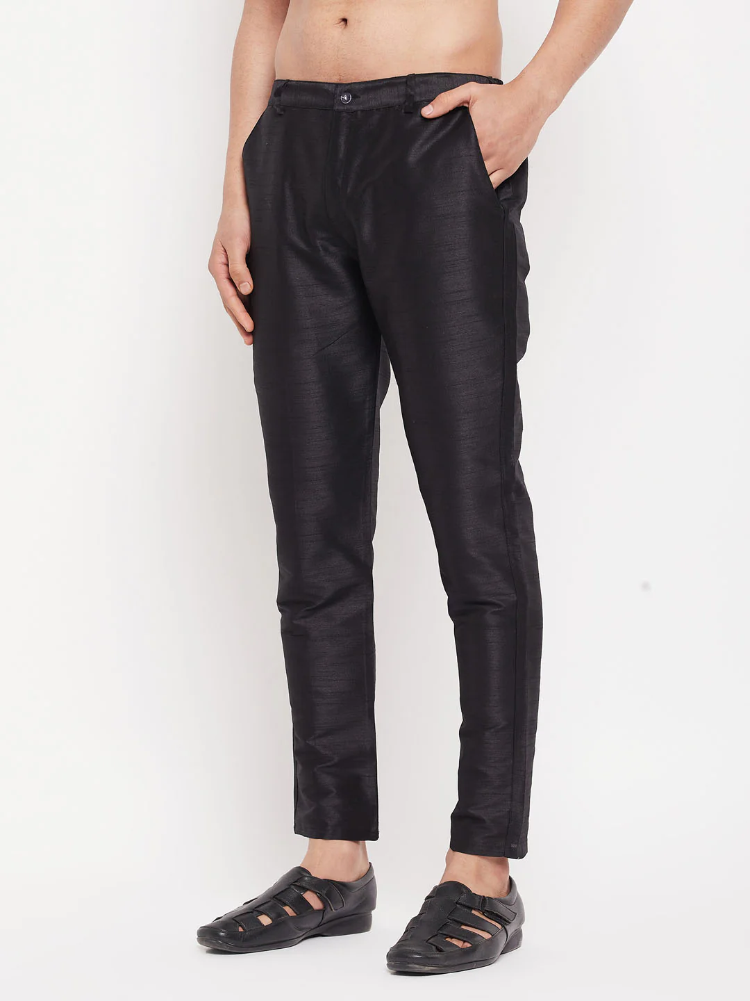 Men's Black Silk Blend Pant Style Pyjama - Image 5