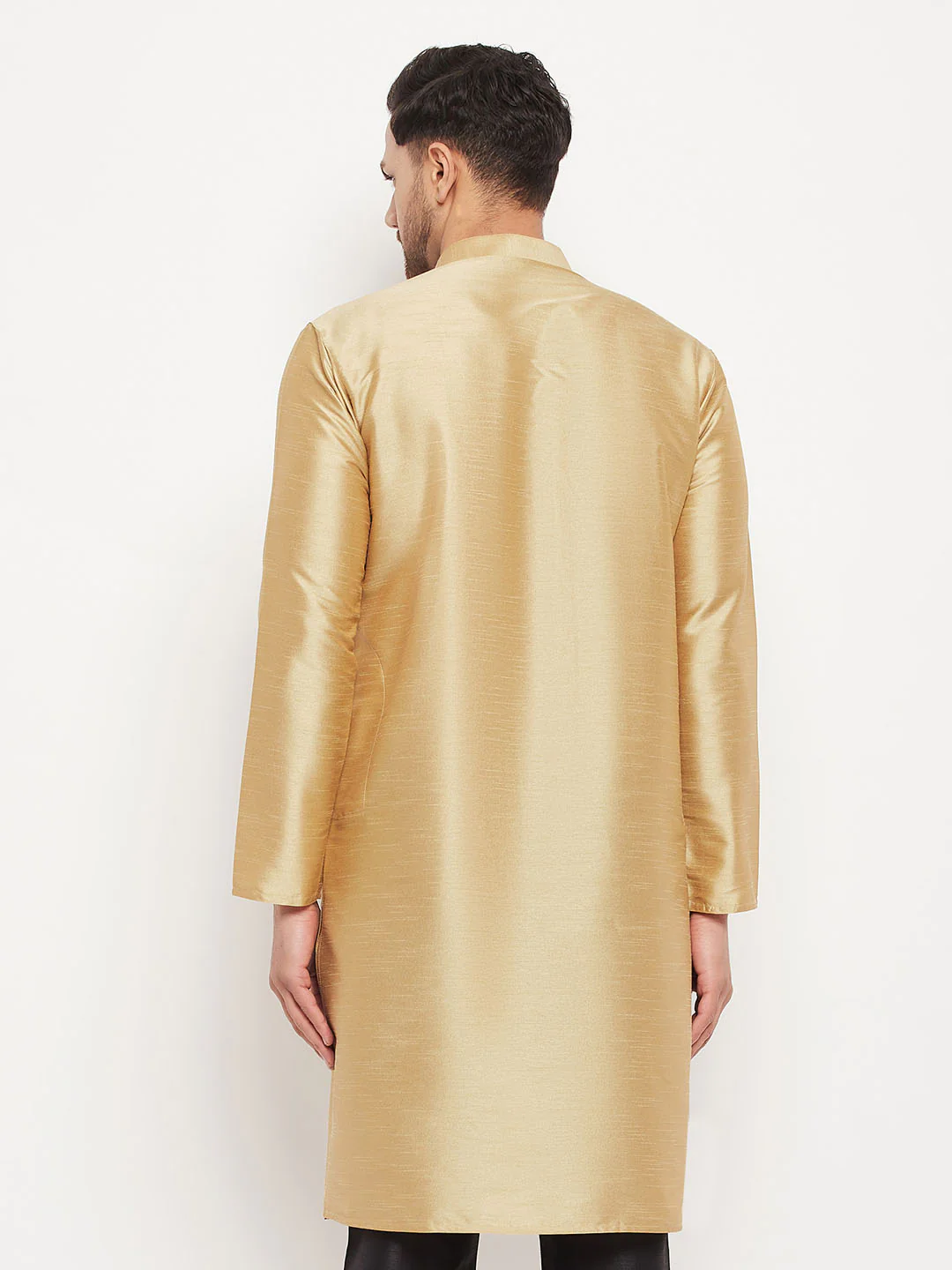 Men's Gold Cotton Silk Blend Kurta - Image 3