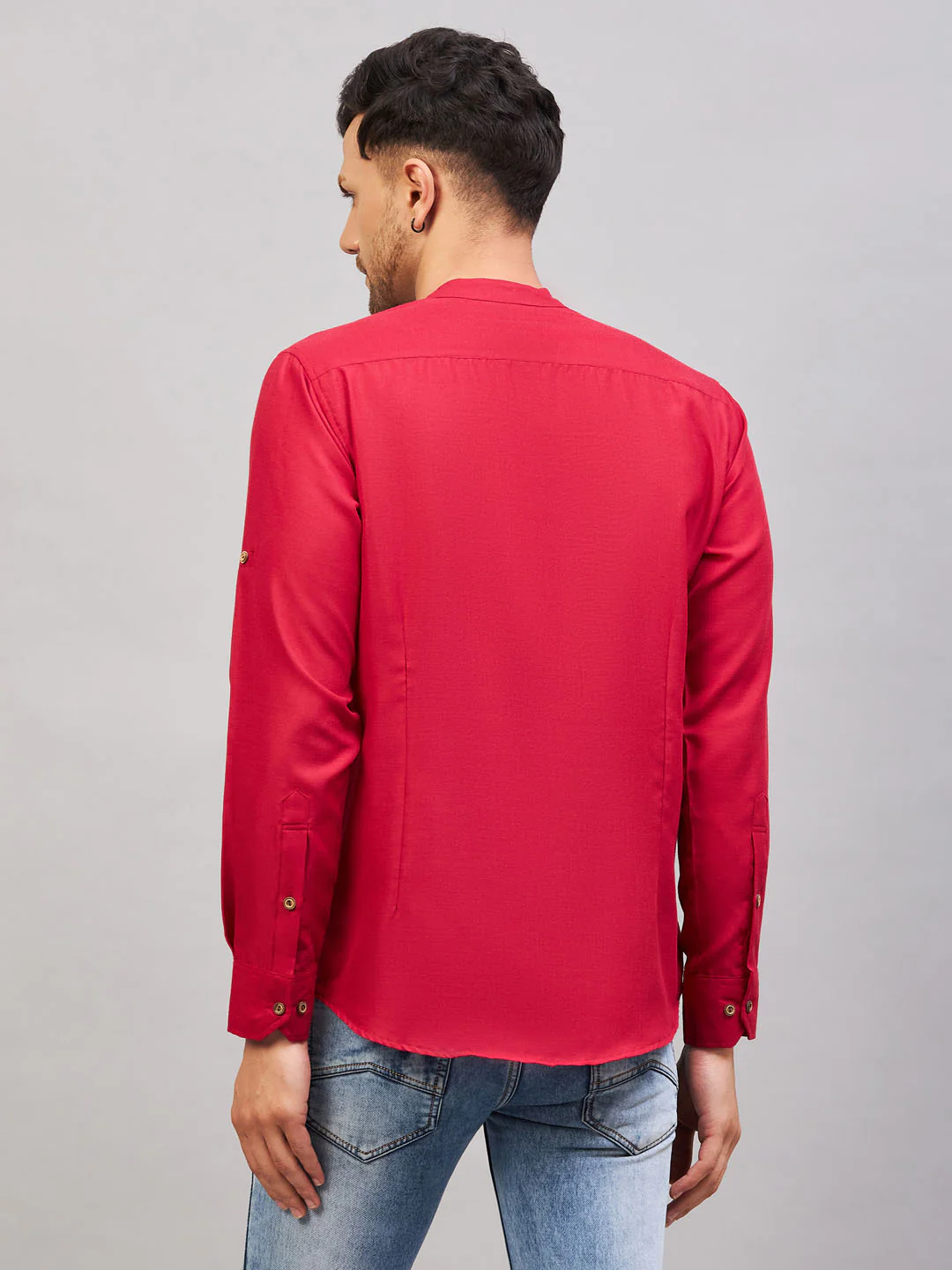 Men's Maroon Short Cotton Kurta - Image 3