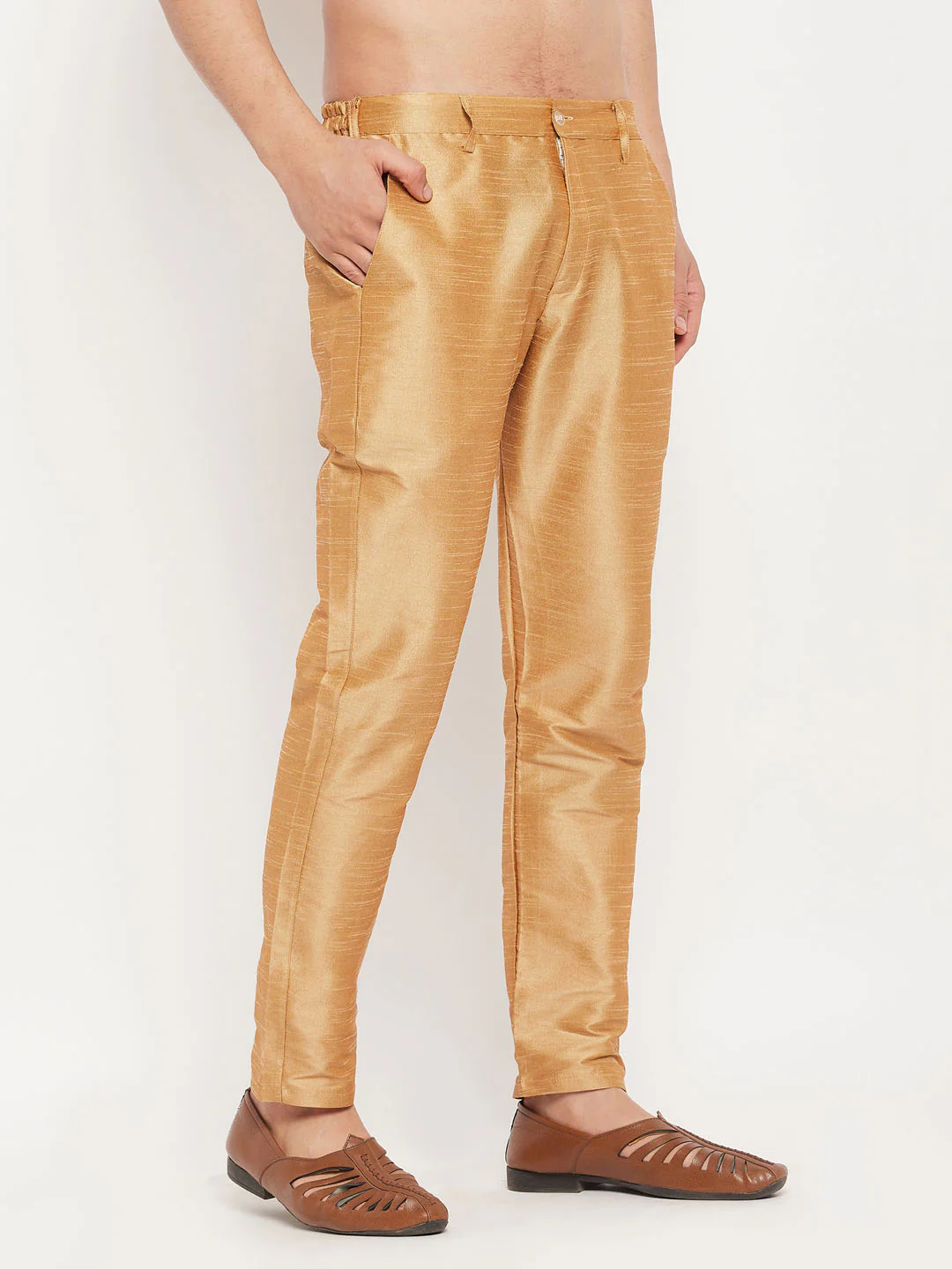 Men's Rose Gold Silk Blend Pant Style Pyjama - Image 2