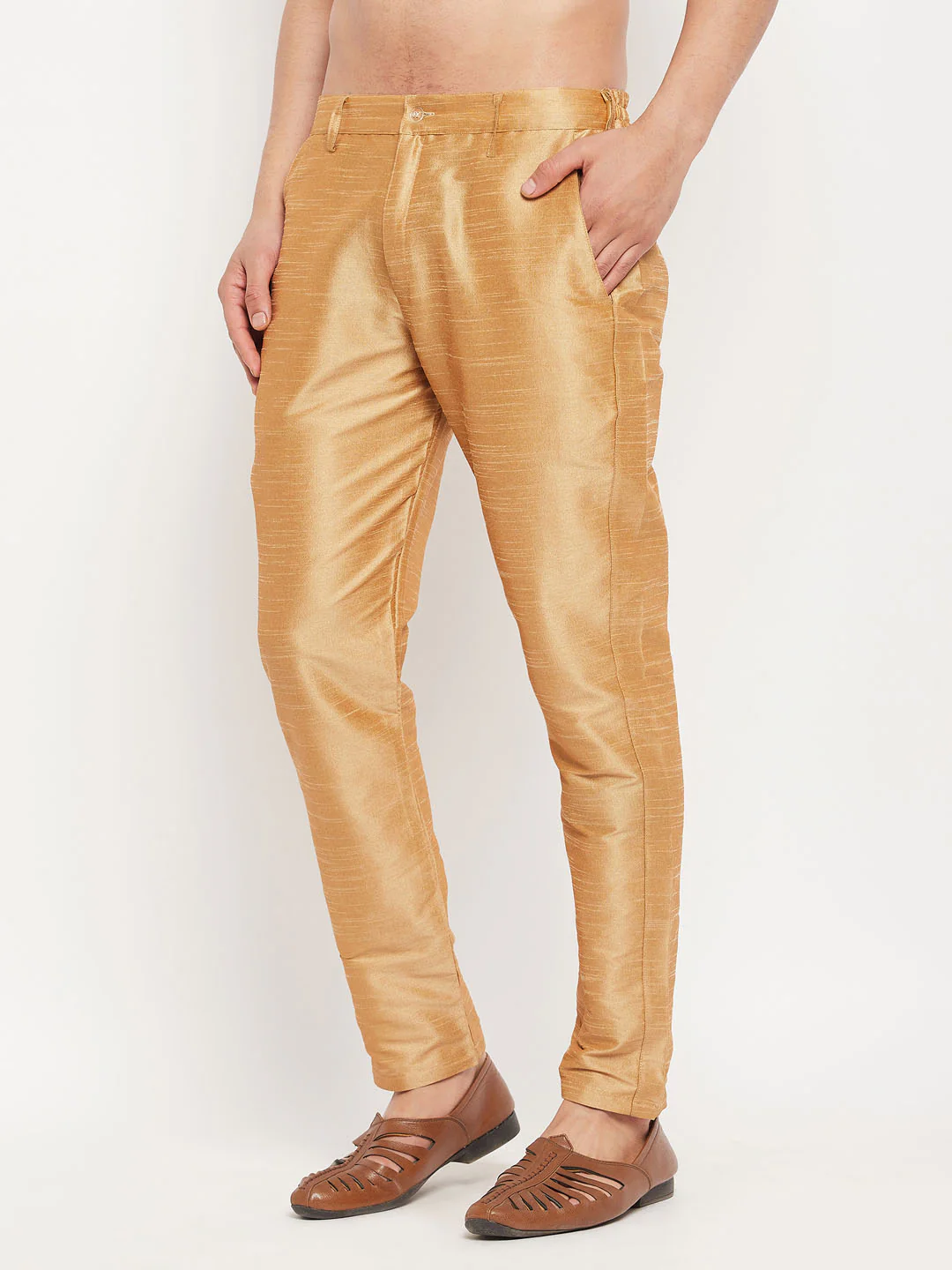 Men's Rose Gold Silk Blend Pant Style Pyjama - Image 5