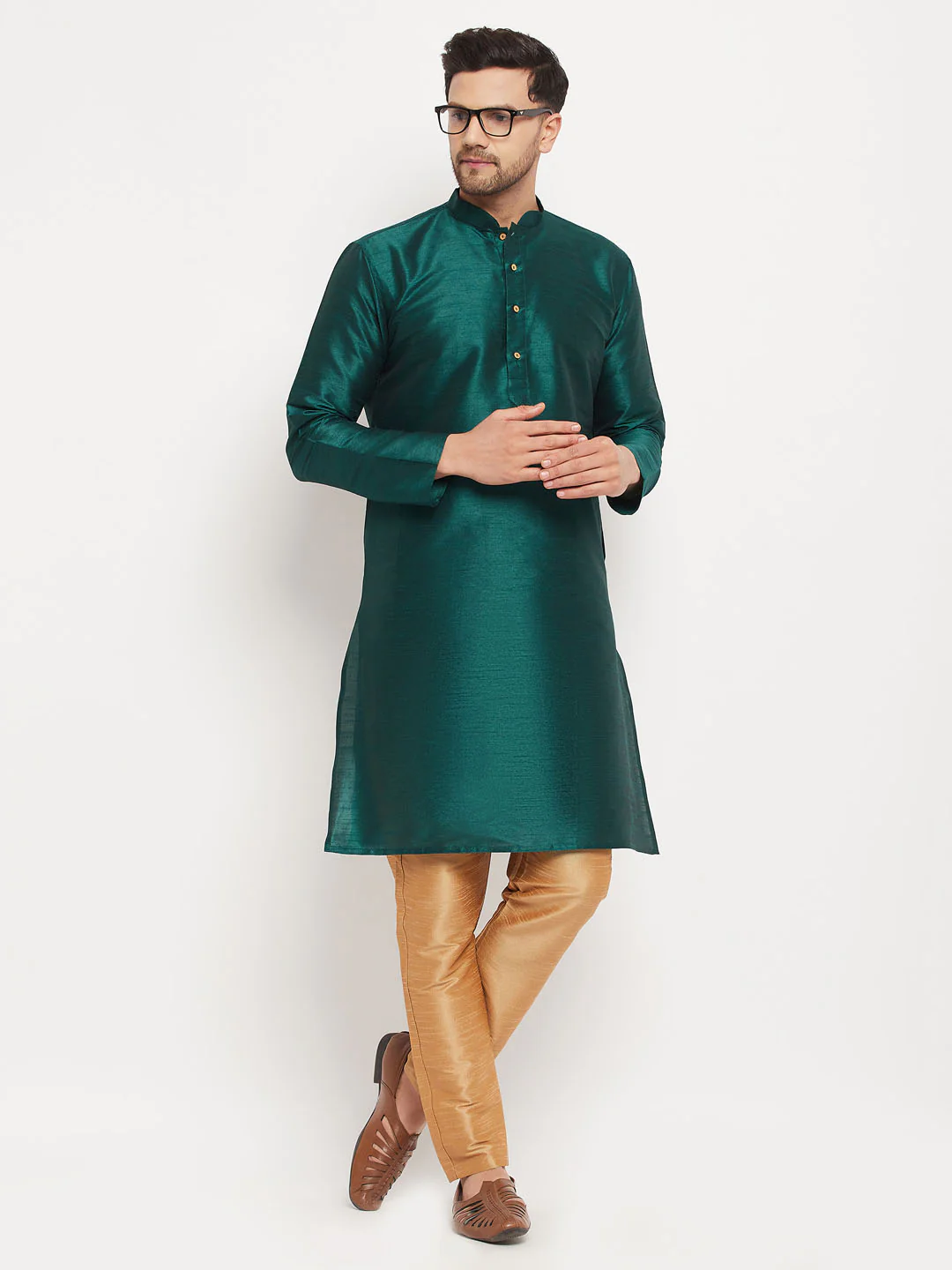 Men's Rose Gold Silk Blend Pant Style Pyjama - Image 6