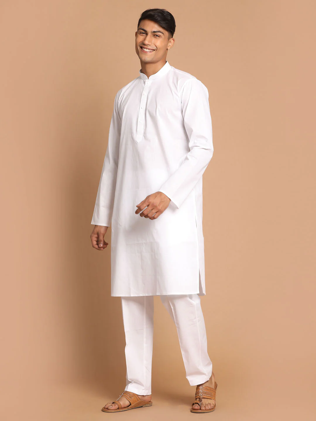 Men's White Kurta And Pajama Set - Image 2