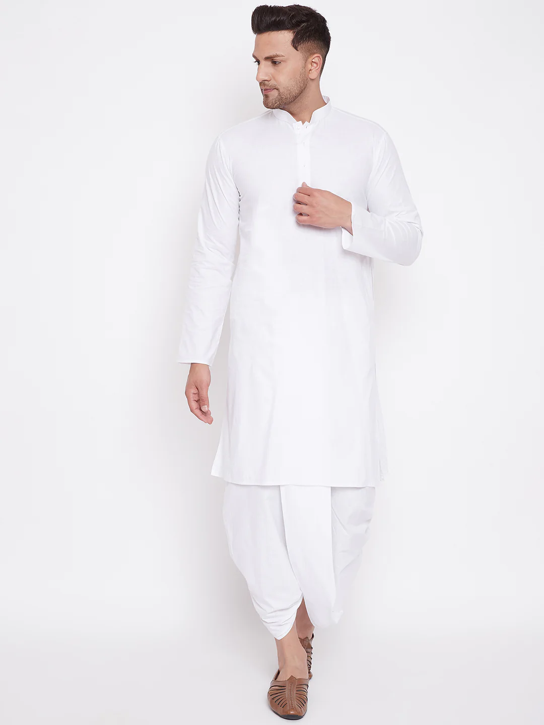 Men's White Traditional Dhoti - Image 5