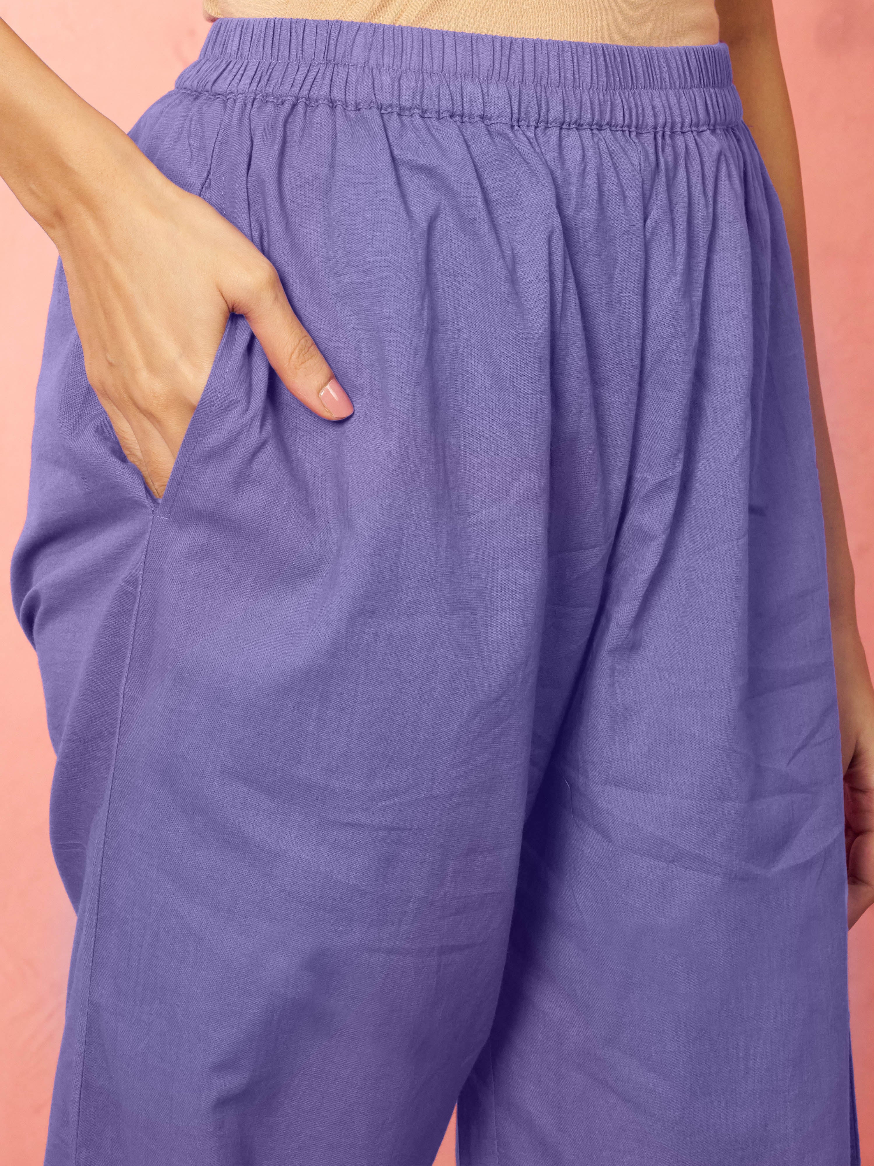 Women's Purple Chanderi Straight Kurta Set - Image 6